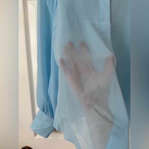 Alexia Admor NWT Womens 6 Zayn Blouson Sleeve Sheer Blouse Halogen Blue - Picture 8 of 11